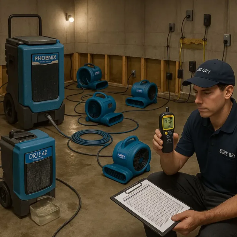 Structural Drying and Dehumidification process in Dakota, WI